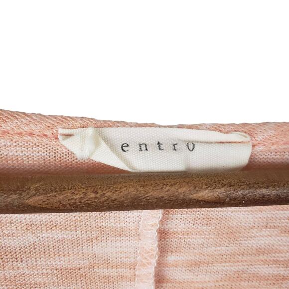 Entro Crochet Trim Top Long Sleeve Jersey Knit Peach White Grandma Scoop Neck- M - Picture 3 of 4